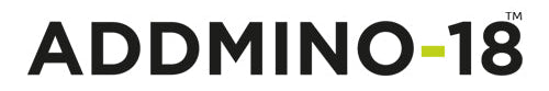 ADDMINO-18 logo on a white background