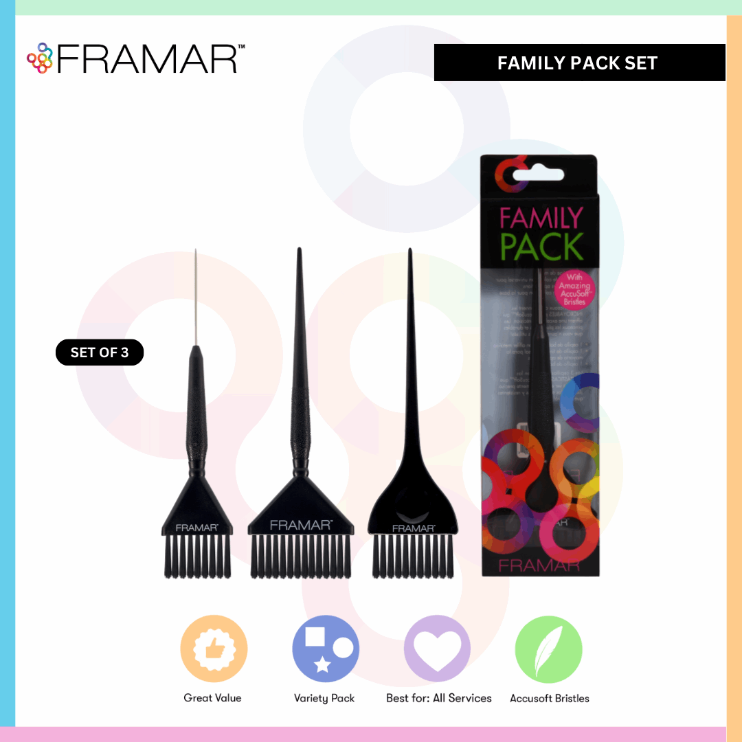 Different Size Hair Color Brush set of 3 | Framar Family Pack of The Classic, Big Daddy and Pin-Tail